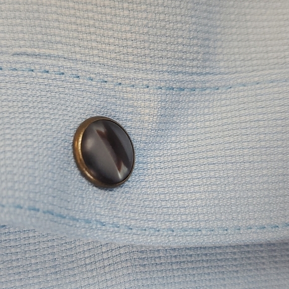 NWT Roundtree & Yorke Caribbean Powder Blue Pearl Snap Short Sleeve Shirt - XL - Picture 3 of 5